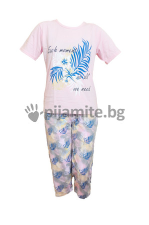 Дамски пижами Пижами с къс ръкав Дамска пижама - къс ръкав, 7/8 панталон Цвете 12668